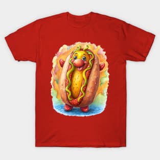 Hot Dog Anime Face T-Shirt